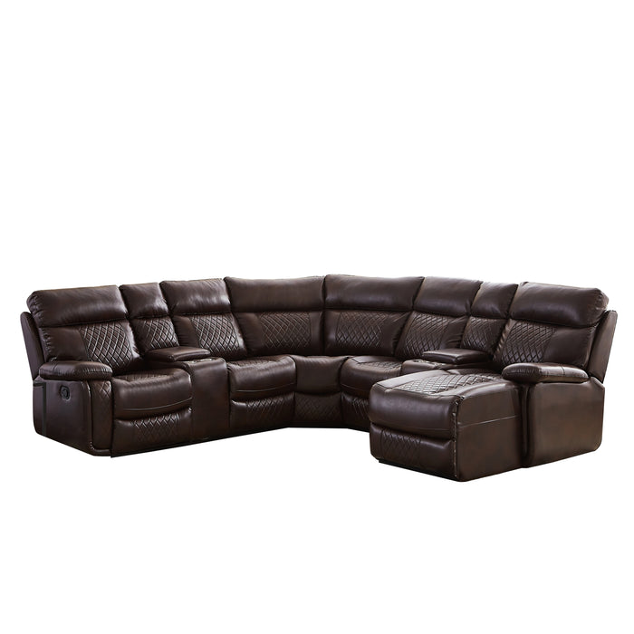 GFD Home - SECTIONAL MOTION SOFA BRWON - GreatFurnitureDeal