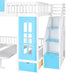 GFD Home - Full-Over-Full Bunk Bed with Changeable Table , Bunk Bed Turn into Upper Bed and Down Desk - Blue - GreatFurnitureDeal