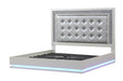 GFD Home - Passion LED King Bed Made with Wood in Milky White - GreatFurnitureDeal