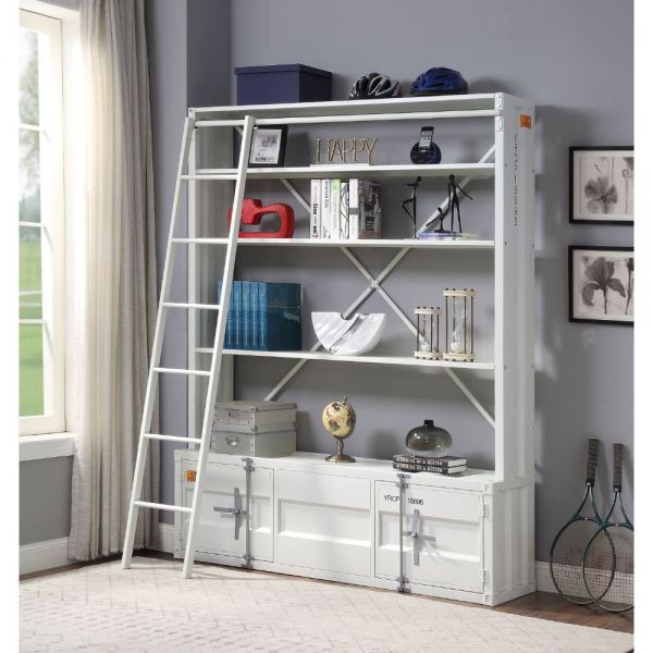Acme Furniture - Cargo Bookshelf & Ladder in White - 39882 - GreatFurnitureDeal