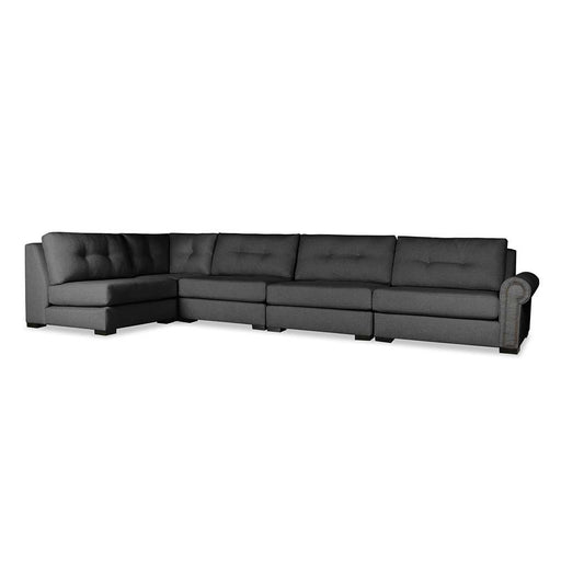 Nativa Interiors - Sylviane Buttoned Modular L-Shaped Sectional Right Arm Facing 159" Charcoal - SEC-SYLV-BTN-CL-UL3-5PC-PF-CHARCOAL - GreatFurnitureDeal
