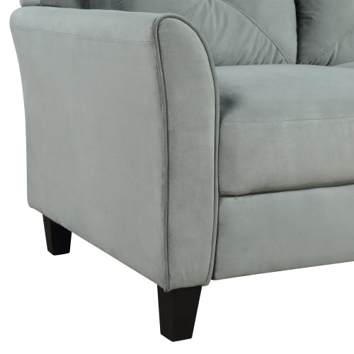 GFD Home - Button Tufted 3 Piece Chair Loveseat Sofa Set in Gray - WY000048EAA