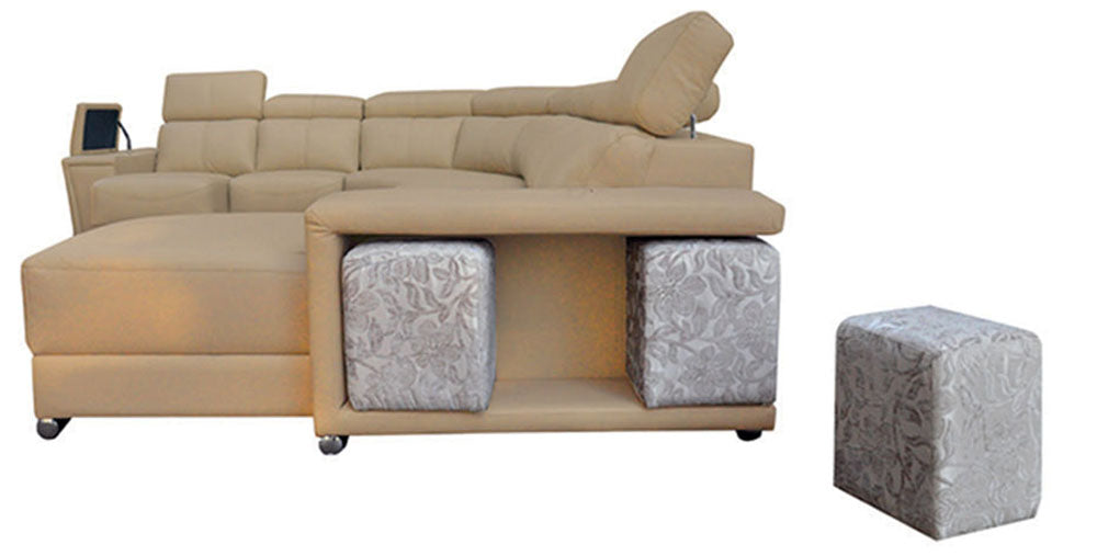 ESF Furniture - 8312 Sectional Sofa with Sliding Seats in Beige - 8312SECTIONALLEFT - GreatFurnitureDeal