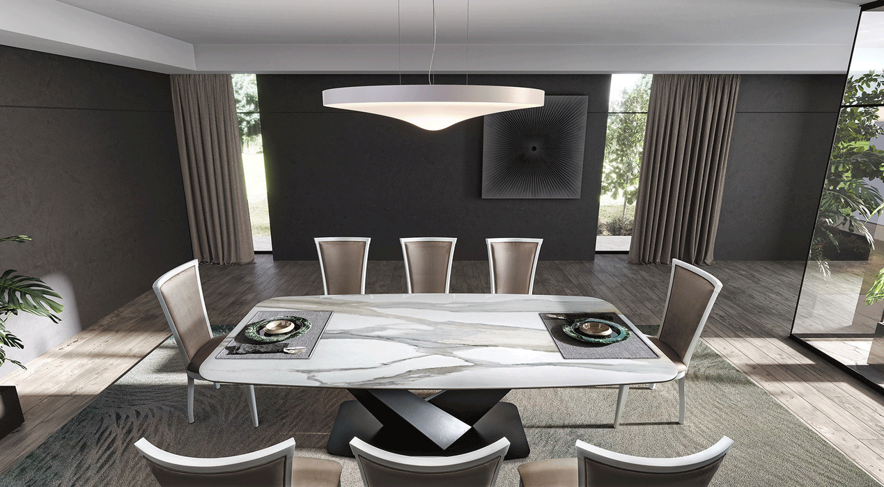 ESF Furniture - Elite Dining Table 5 Piece Dining Room Set in White - ELITEDININGTABLE-5SET