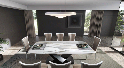 ESF Furniture - Elite Dining Table 5 Piece Dining Room Set in White - ELITEDININGTABLE-5SET - GreatFurnitureDeal