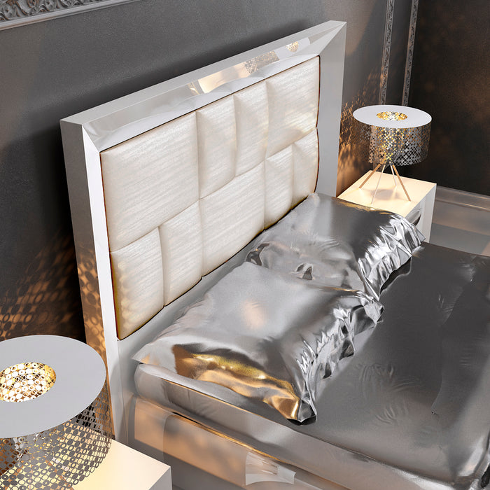 ESF Furniture - Carmen 6 Piece Bedroom Queen Bed Set in White - CARMENBEDQSWHITE-6SET - GreatFurnitureDeal