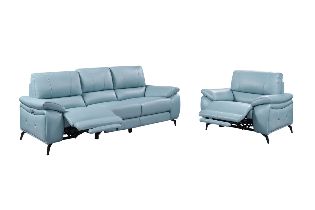 ESF Furniture - 2934 Living Room 3 Piece Living w/Electric Recliner Room Set in Blue - 29343BLUESLC-3SET