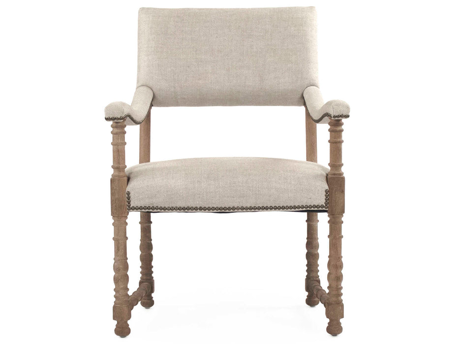 Zentique - Silas Cream Natural Linen Arm Dining Chair - CFH420 E272 A015-A