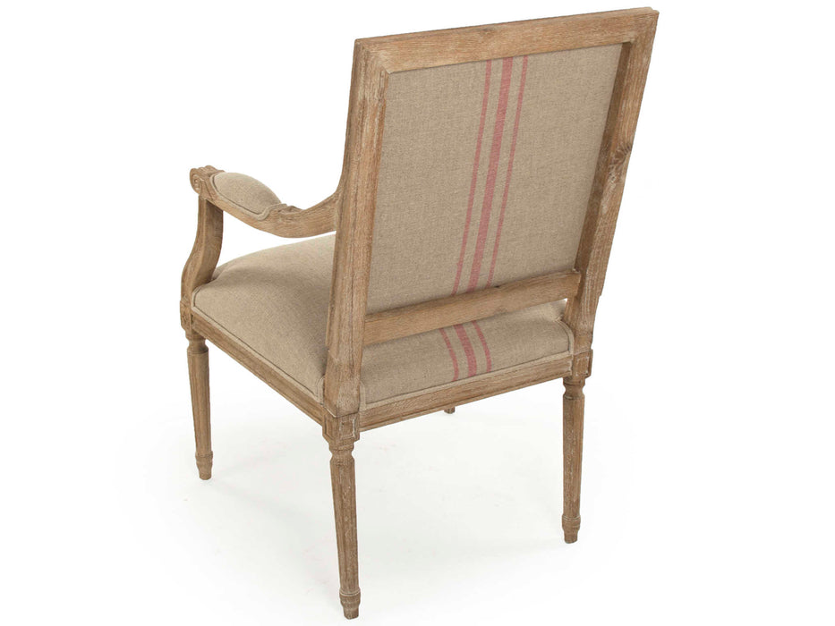 Zentique -Louis Khaki / Red Stripe Arm Dining Chair - B008 E272 A034 Red Stripe