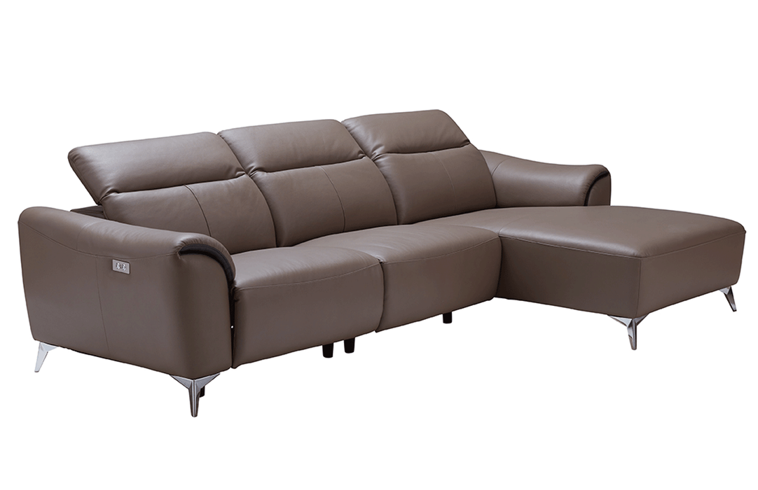 ESF Furniture - 950 Sectional with 1 Electric Recliner in Brown - 950SECTIONALLEFT
