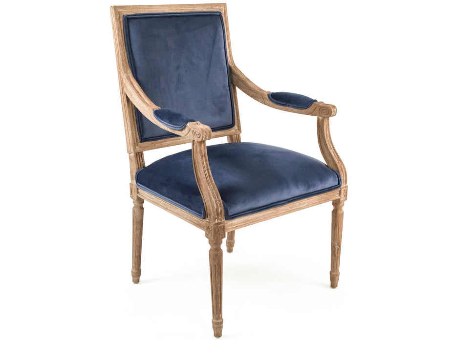 Zentique - Louis Blue Velvet Arm Dining Chair - B008 E272 11905