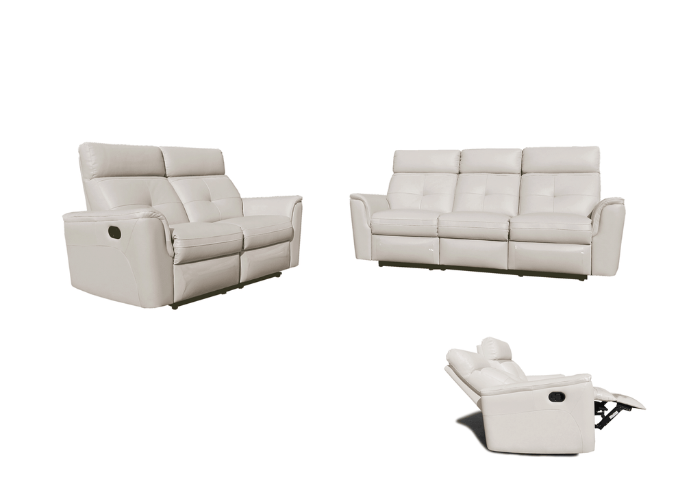 ESF Furniture - 8501 Living Room 3 Piece Living w/Manual Recliner Room Set in White - 85013SNOWWHITE