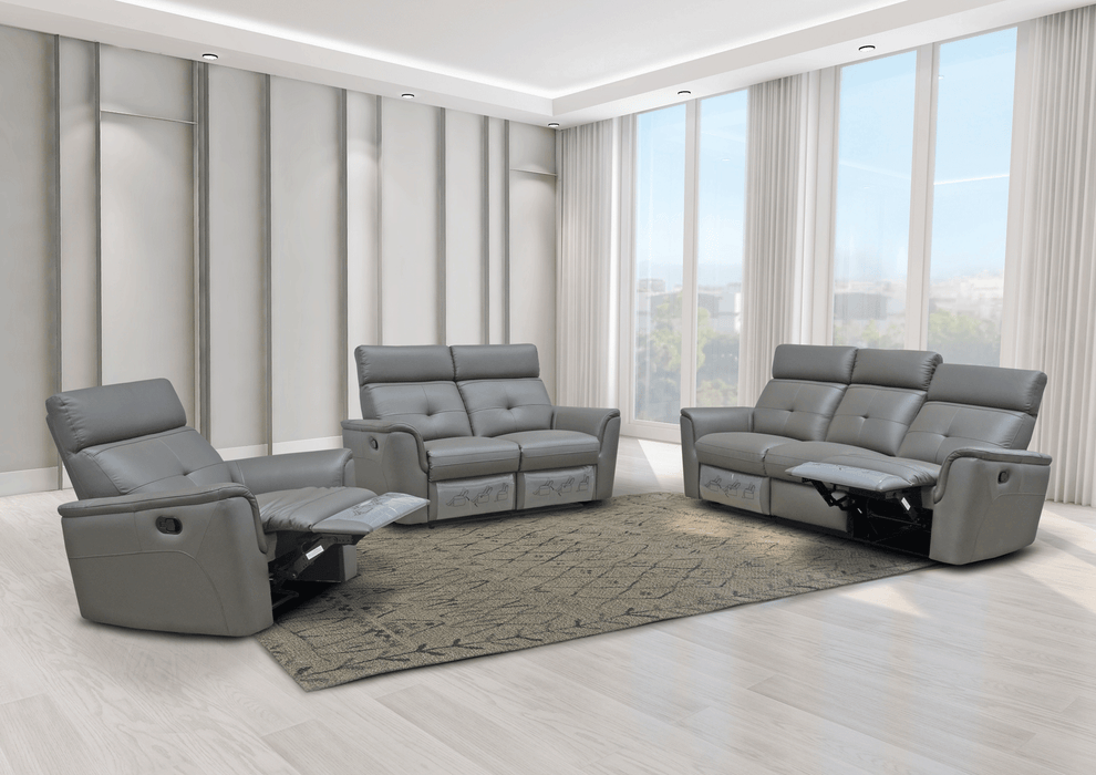 ESF Furniture -  8501 Living Room 3 Piece Living w/Manual Recliner Room Set in Dark Gray - 85013DARKGREYSLC-3SET - GreatFurnitureDeal