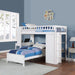 GFD Home - Twin Size Loft Bed with Closet and Desk, Extra Bottom Twin Bed, White - GreatFurnitureDeal