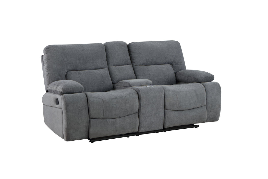 GFD Home - Ohio Manual Recliner 3Pc Living Room Set Made With Chenille Upholstery in Gray - GreatFurnitureDeal