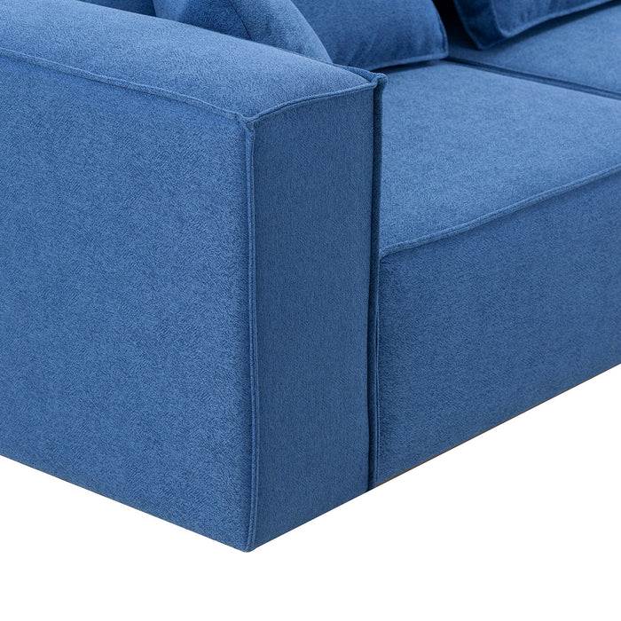 GFD Home - 4-Piece Upholstered Sectional Sofa in Blue