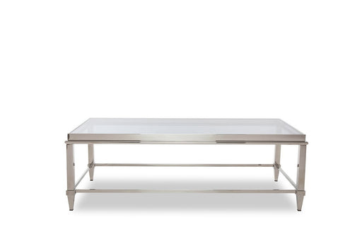 GFD Home - Modrest Agar Modern Glass & Stainless Steel Coffee Table - GreatFurnitureDeal