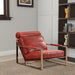 GFD Home - Metal Frame Leather Upholstered Accent Chair in Red - GreatFurnitureDeal