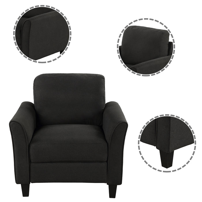 GFD Home - Living Room Sets Furniture Armrest Sofa Single Chair Sofa Loveseat Chair 3-Seat Sofa (ChairLoveseat Chair&3-Seat Sofa, Black) - GreatFurnitureDeal