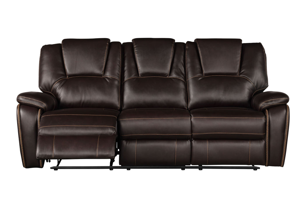 GFD Home - Hong Kong 2 Piece Power Reclining Sofa Set made with Faux Leather in Brown - GreatFurnitureDeal