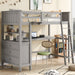 GFD Home - Twin size Loft Bed with Drawers and Desk, Wooden Loft Bed with Shelves - Gray(OLD SKU: LP000530AAE) - GreatFurnitureDeal