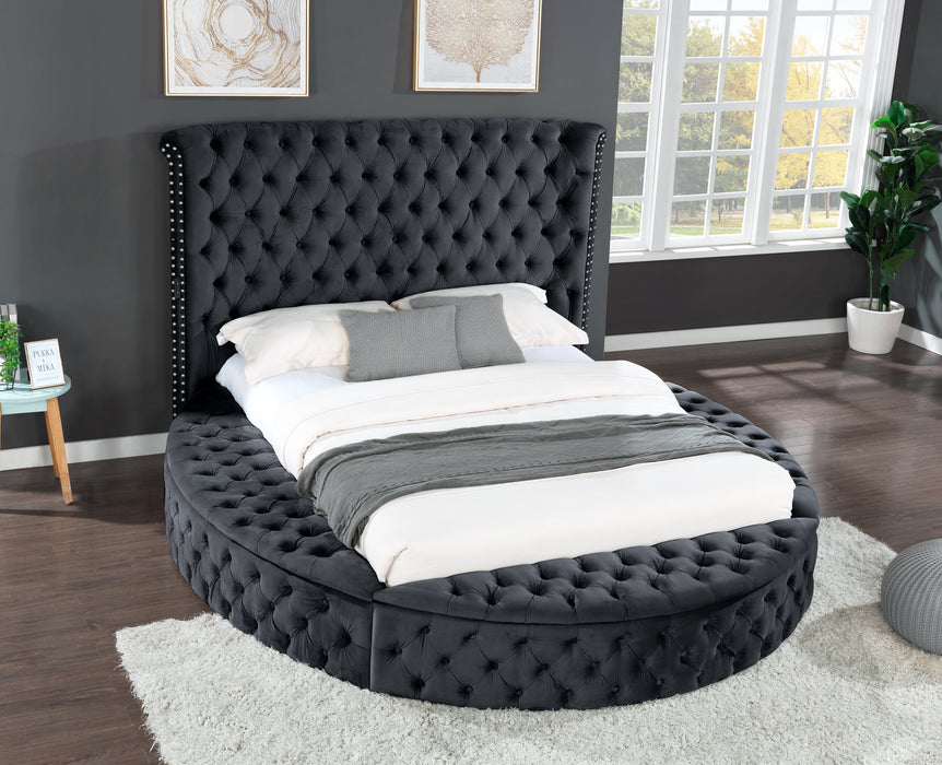 GFD Home - Hazel Queen Size Tufted Upholstery Storage Bed made with Wood in Black - GreatFurnitureDeal