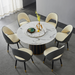 GFD Home - Modern White Round Marble Tabletop Dining Table with Lazy Susan, Black and Gold Leg, Dining Room Table for 6-8, 51" - GreatFurnitureDeal