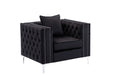 GFD Home - Lorreto Black Velvet Fabric Sofa Loveseat Chair Living Room Set - GreatFurnitureDeal