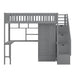 GFD Home - Twin size Loft Bed with Bookshelf,Drawers,Desk,and Wardrobe-Gray - GreatFurnitureDeal