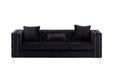 GFD Home - Lorreto Black Velvet Fabric Sofa Loveseat Chair Living Room Set - GreatFurnitureDeal