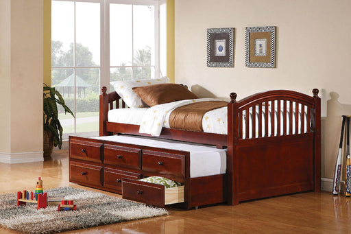 Coaster Furniture - Mission Cherry Kids Twin Captain Trundle Bed - 400381T - GreatFurnitureDeal
