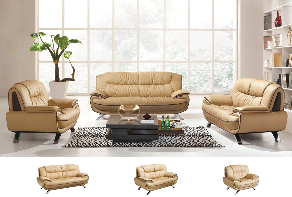 ESF Furniture - 405 2 Piece Sofa Set in Brown - 405-S+L - GreatFurnitureDeal