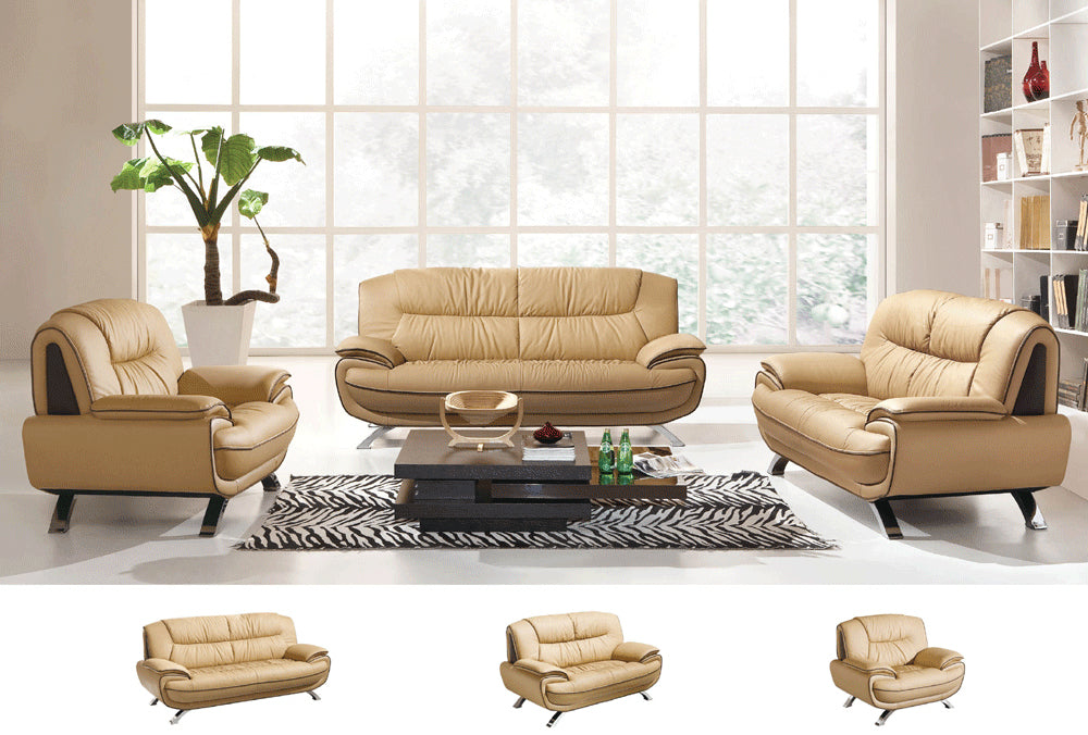 ESF Furniture - 405 3 Piece Living Room Set in Brown - 405-3SET - GreatFurnitureDeal