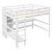 GFD Home - Full Size Loft Bed with Multifunction Shelves and Under-bed Desk, White - GreatFurnitureDeal