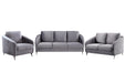 GFD Home - Sofia Gray Velvet Fabric Sofa Loveseat Chair Living Room Set - GreatFurnitureDeal