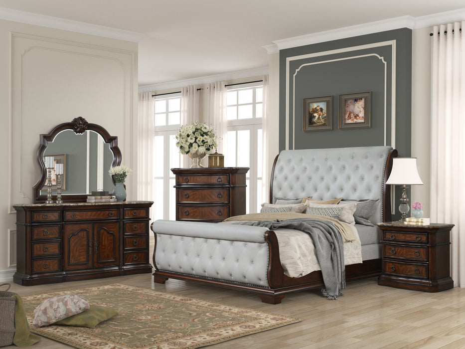 GFD Home - Montage Tufted Upholstery King Bed made with Wood in Walnut - GreatFurnitureDeal