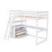 GFD Home - Twin Size Loft Bed with Desk and Shelves, Two Built-in Drawers, White (old SKU: GX000803AAK-1） - GreatFurnitureDeal