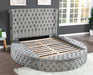 GFD Home - Hazel King Size Tufted Storage Bed made with Wood in Gray - GreatFurnitureDeal