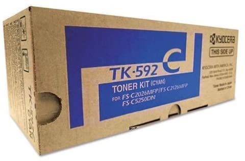 Kyocera 1T02KVCUS0 Model TK-592C Cyan Toner Cartridge, For use with M6026cidn, M6526cdn, M6526cidn, P6026cdn, FS-C2026MFP, FS-C2126MFP, FS-C2126MFP+, FS-C2526MFP, FS-C2626MFP and FS-C5250DN Printers - GreatFurnitureDeal