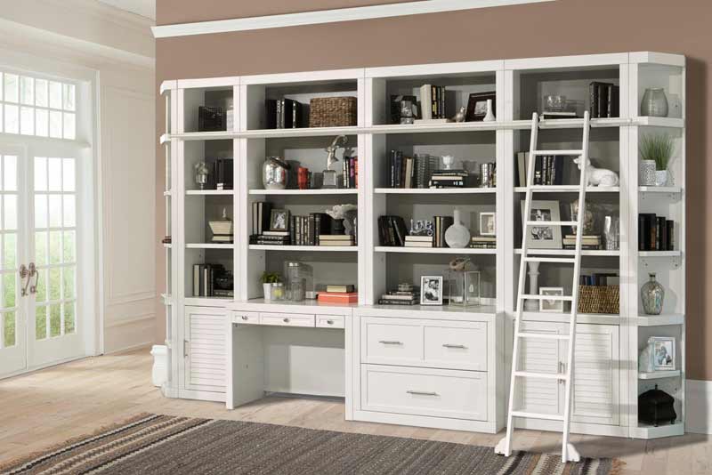 Parker House - Catalina 9 Piece Home Office Bookcase Library Wall in Cottage White - CAT-420-9 - GreatFurnitureDeal