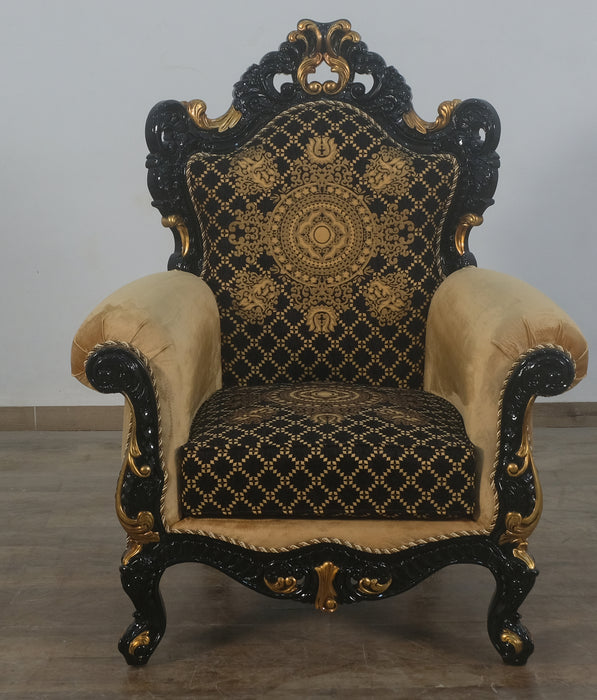 European Furniture - Emperador 3 Piece Luxury Living Room Set in Black Gold - 42037-SLC - GreatFurnitureDeal
