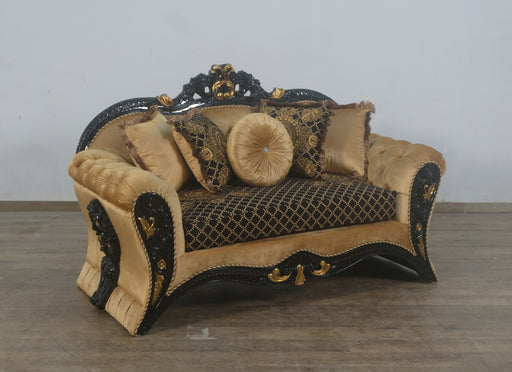 European Furniture - Emperador Loveseat in Antique Brown - Blended Silver and Gold - 42037-L - GreatFurnitureDeal