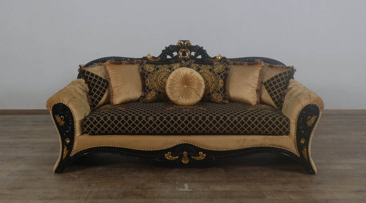European Furniture - Emperador 3 Piece Luxury Living Room Set in Black Gold - 42037-SLC - GreatFurnitureDeal