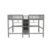 GFD Home - Twin & Twin Size Loft Bed with 2 Built-in Desks and Shelves, Storage Staircase, Gray - GreatFurnitureDeal