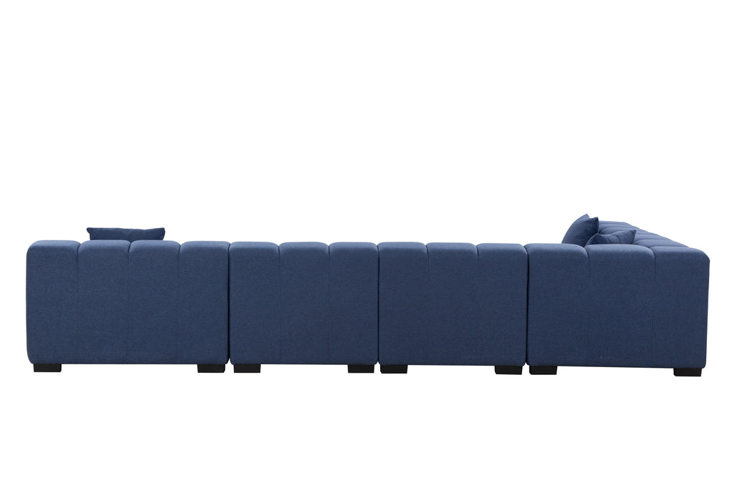 GFD Home - Modular Seating Sofa Couch L-Shaped Sectional sofa with Ottoman BLUE - GreatFurnitureDeal