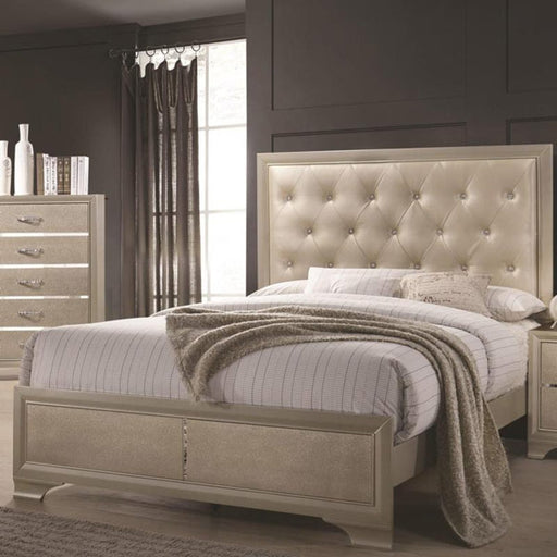 Coaster Furniture - Beaumont Eastern King Upholstered Bed in Champagne - 205291KE - GreatFurnitureDeal