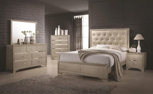 Coaster Furniture - Beaumont Eastern King Upholstered Bed in Champagne - 205291KE - GreatFurnitureDeal