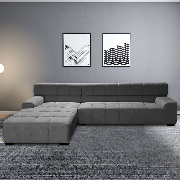GFD Home - 125.98" Sectional Sofa Dark Grey