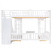 GFD Home - Full-Over-Full Bunk Bed with Changeable Table ,Bunk Bed Turn into Upper Bed and Down Desk - White - GreatFurnitureDeal