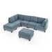 GFD Home - L shape Modular Sectional Sofa，DIY Combination，includes Three Single Chair ，Two Corner and Two Ottoman，Navy Blue - GreatFurnitureDeal